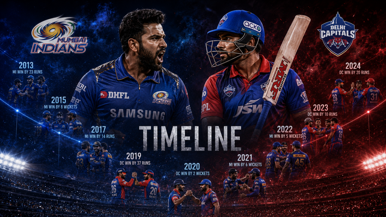 Mumbai Indians Vs Delhi Capitals Timeline
